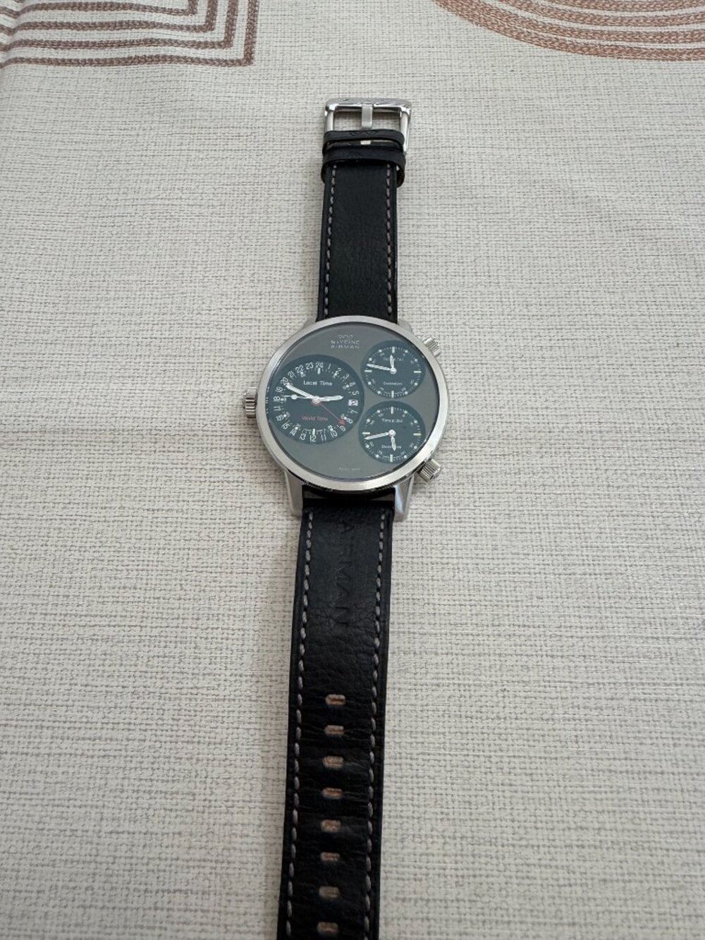 GLYCINE Airman 7  GMT  Triple Automatic Black Grey Swiss Made Watch - Picture 5 of 11